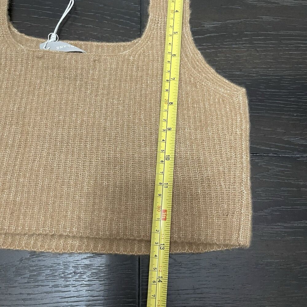EVERLANE Sweater Tank Top Small Camel NEW Crop Top Ribbed Knit Soft Cozy Wool - Picture 13 of 13
